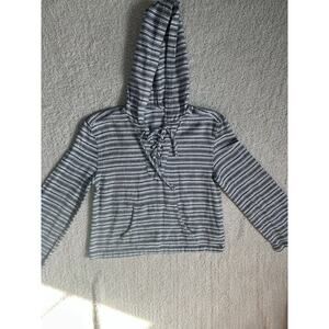 Roxy Women’s Light Weight Hoodie Sz M Navy/ White Striped Casual Beach Vaca